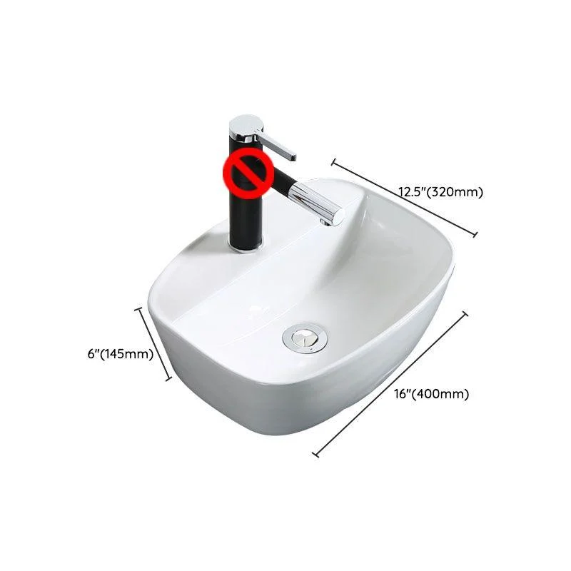 Modern Bathroom Sink Porcelain Rectangle Bathroom Sink in White(Not Including Tap) -Bathlova