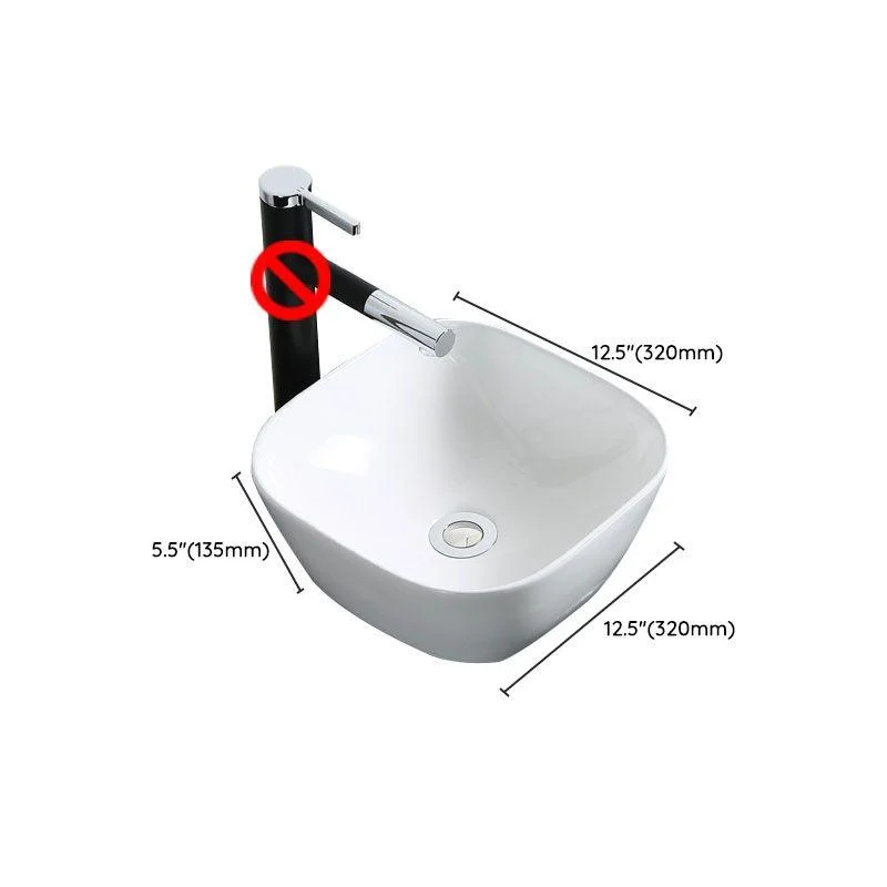 Modern Bathroom Sink Porcelain Rectangle Bathroom Sink in White(Not Including Tap) -Bathlova