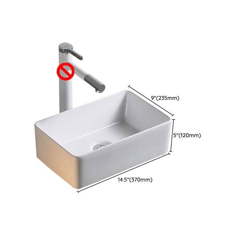 Modern Bathroom Sink Porcelain Rectangle Bathroom Sink in White(Not Including Tap) -Bathlova