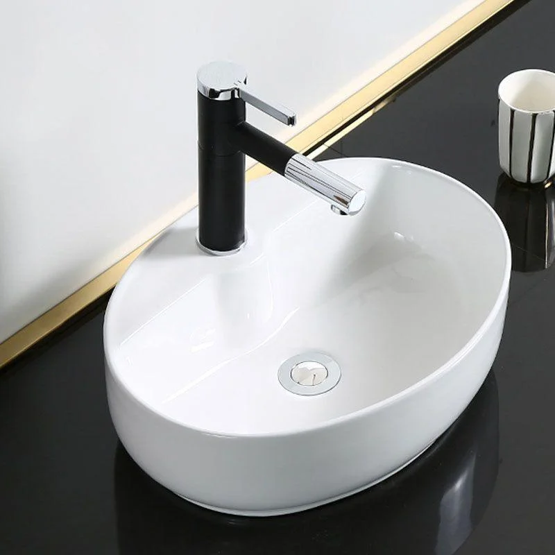 Modern Bathroom Sink Porcelain Rectangle Bathroom Sink in White(Not Including Tap) -Bathlova