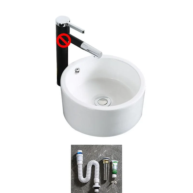 Modern Bathroom Sink Porcelain Rectangle Bathroom Sink in White(Not Including Tap) -Bathlova