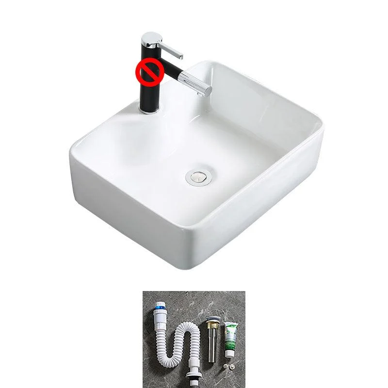 Modern Bathroom Sink Porcelain Rectangle Bathroom Sink in White(Not Including Tap) -Bathlova