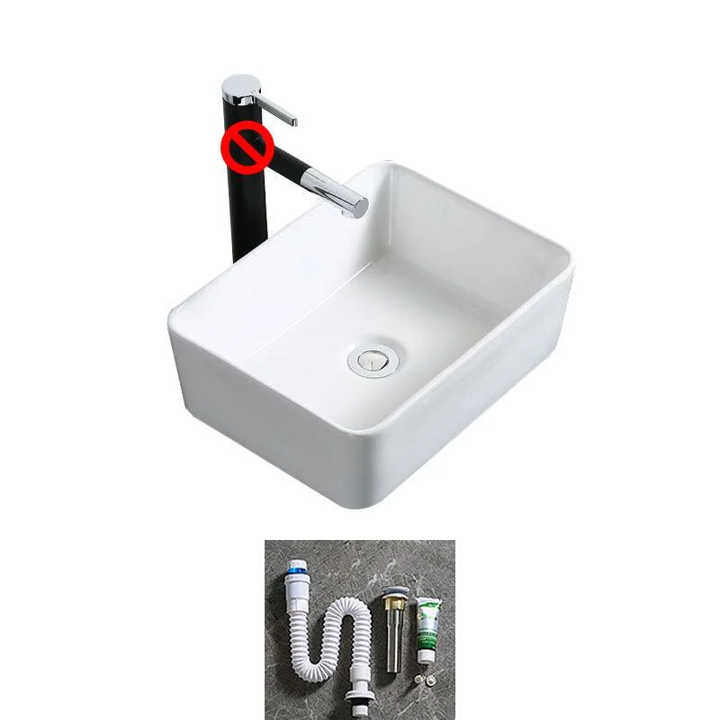 Modern Bathroom Sink Porcelain Rectangle Bathroom Sink in White(Not Including Tap) -Bathlova