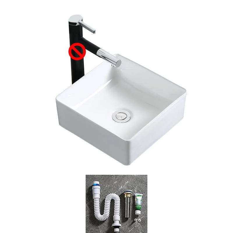 Modern Bathroom Sink Porcelain Rectangle Bathroom Sink in White(Not Including Tap) -Bathlova