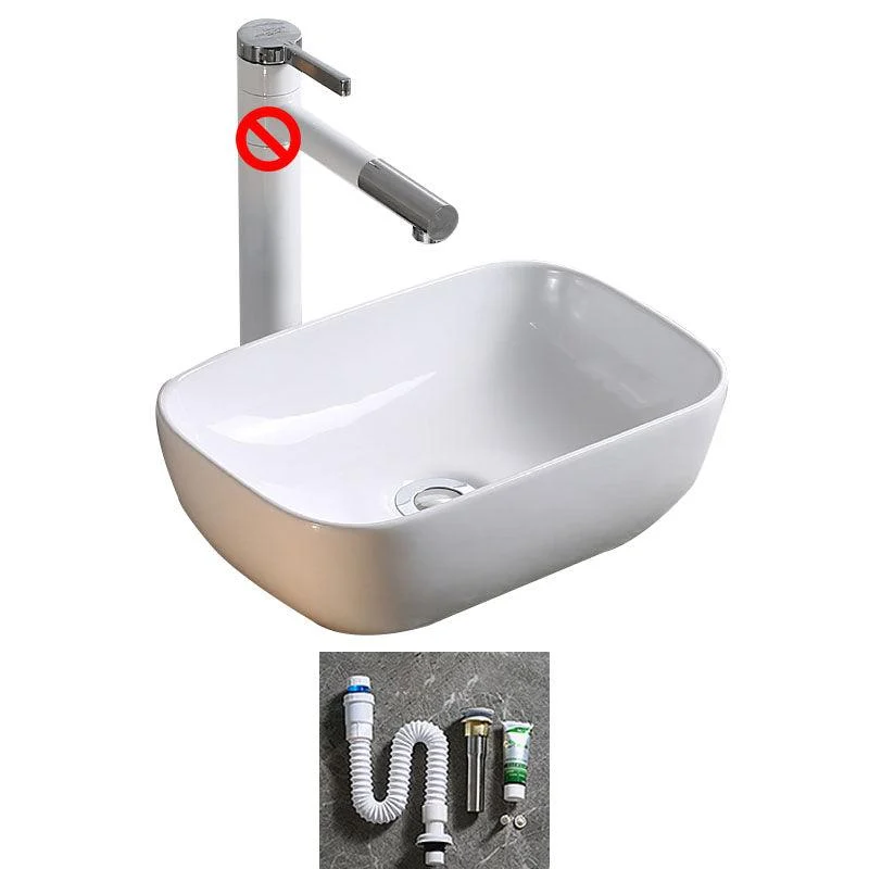 Modern Bathroom Sink Porcelain Rectangle Bathroom Sink in White(Not Including Tap) -Bathlova