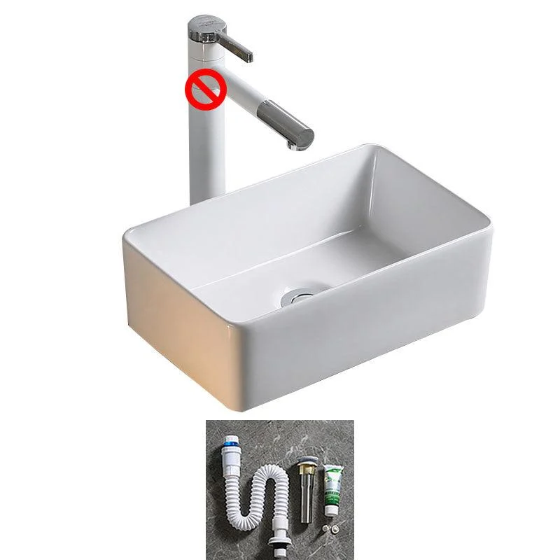 Modern Bathroom Sink Porcelain Rectangle Bathroom Sink in White(Not Including Tap) -Bathlova