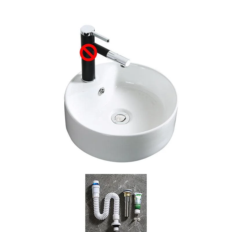 Modern Bathroom Sink Porcelain Rectangle Bathroom Sink in White(Not Including Tap) -Bathlova