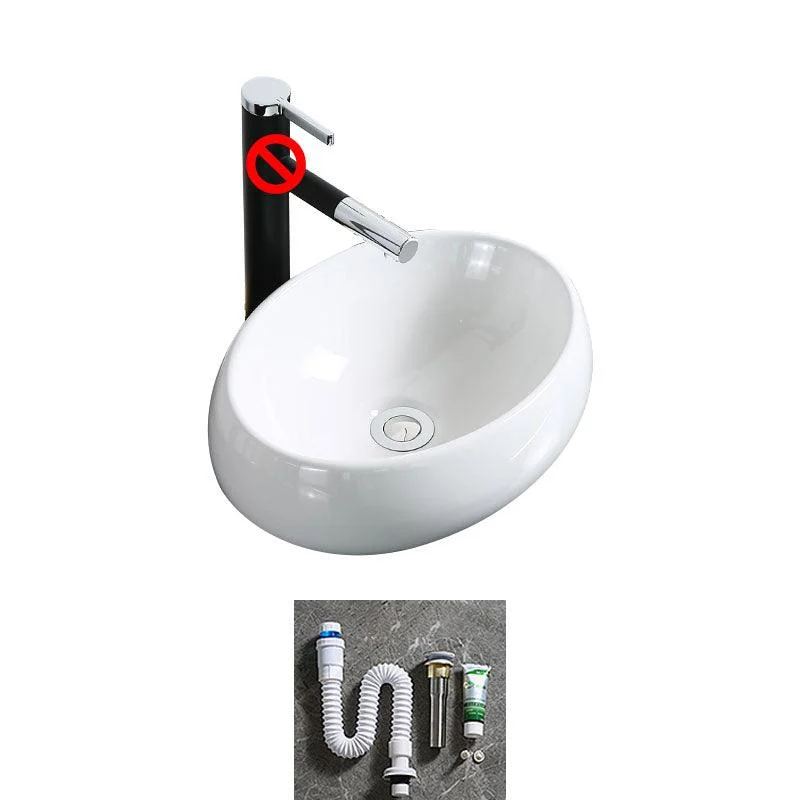 Modern Bathroom Sink Porcelain Rectangle Bathroom Sink in White(Not Including Tap) -Bathlova