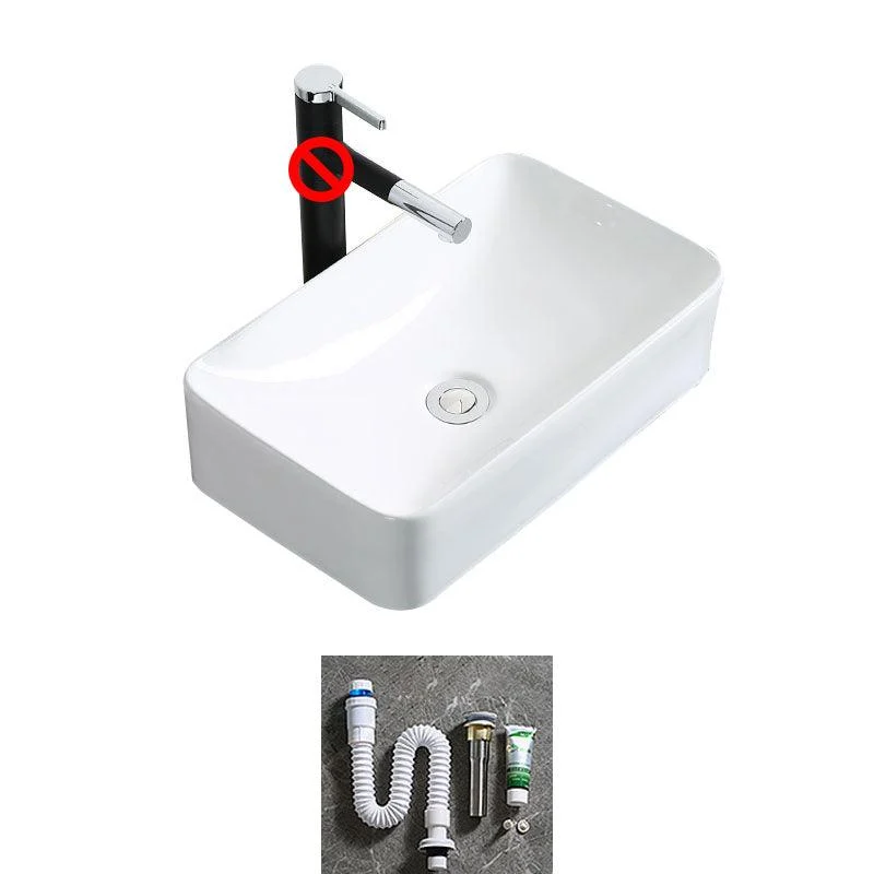 Modern Bathroom Sink Porcelain Rectangle Bathroom Sink in White(Not Including Tap) -Bathlova