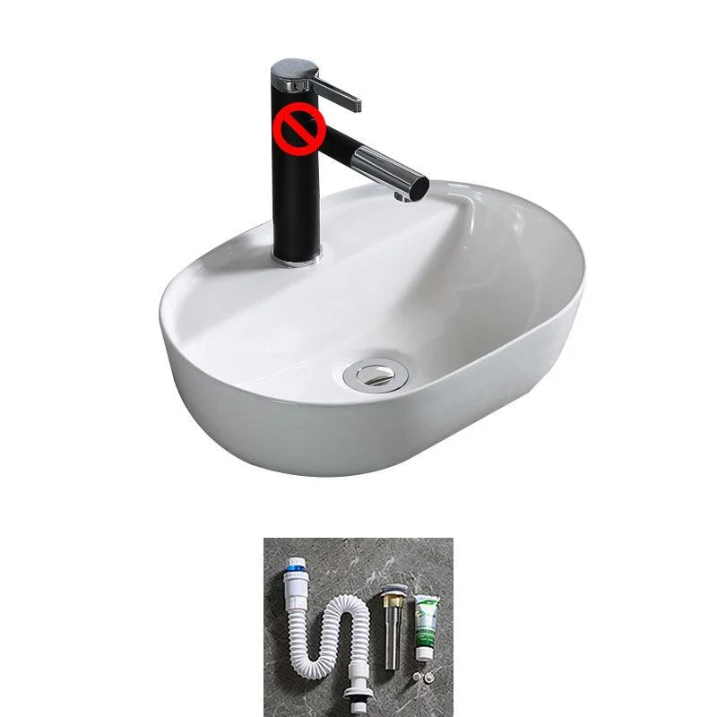 Modern Bathroom Sink Porcelain Rectangle Bathroom Sink in White(Not Including Tap) -Bathlova