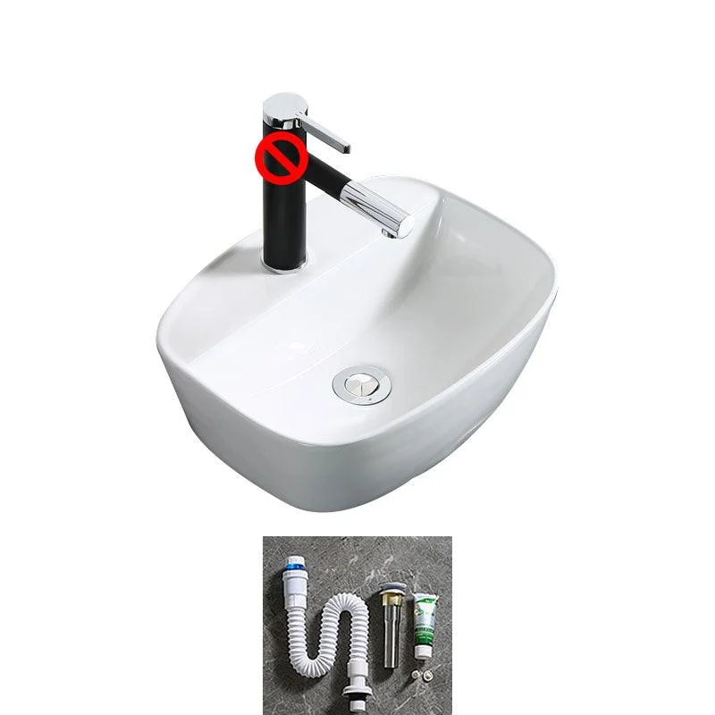 Modern Bathroom Sink Porcelain Rectangle Bathroom Sink in White(Not Including Tap) -Bathlova