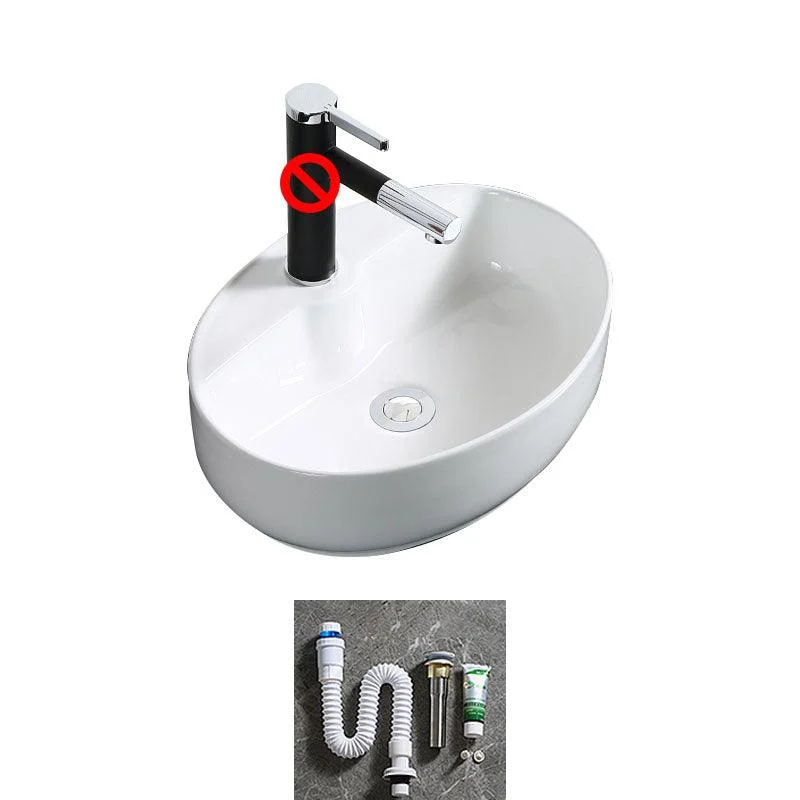 Modern Bathroom Sink Porcelain Rectangle Bathroom Sink in White(Not Including Tap) -Bathlova