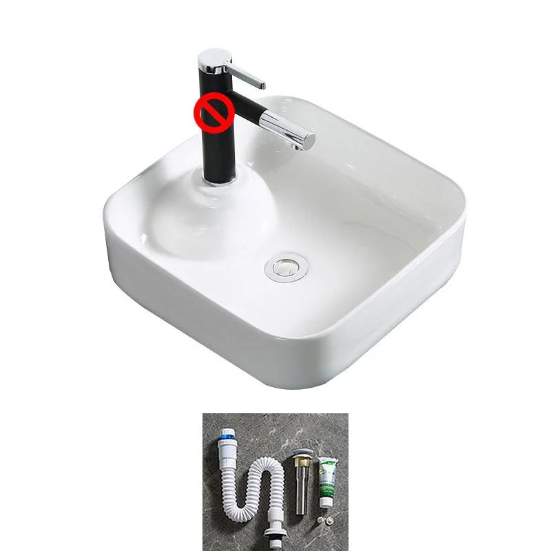 Modern Bathroom Sink Porcelain Rectangle Bathroom Sink in White(Not Including Tap) -Bathlova