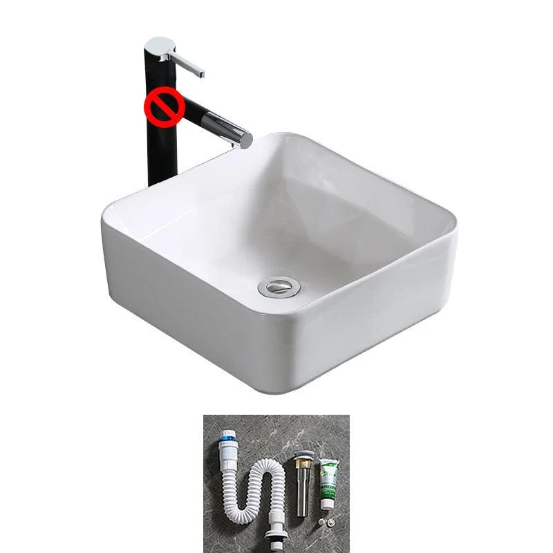 Modern Bathroom Sink Porcelain Rectangle Bathroom Sink in White(Not Including Tap) -Bathlova