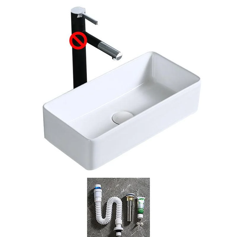 Modern Bathroom Sink Porcelain Rectangle Bathroom Sink in White(Not Including Tap) -Bathlova