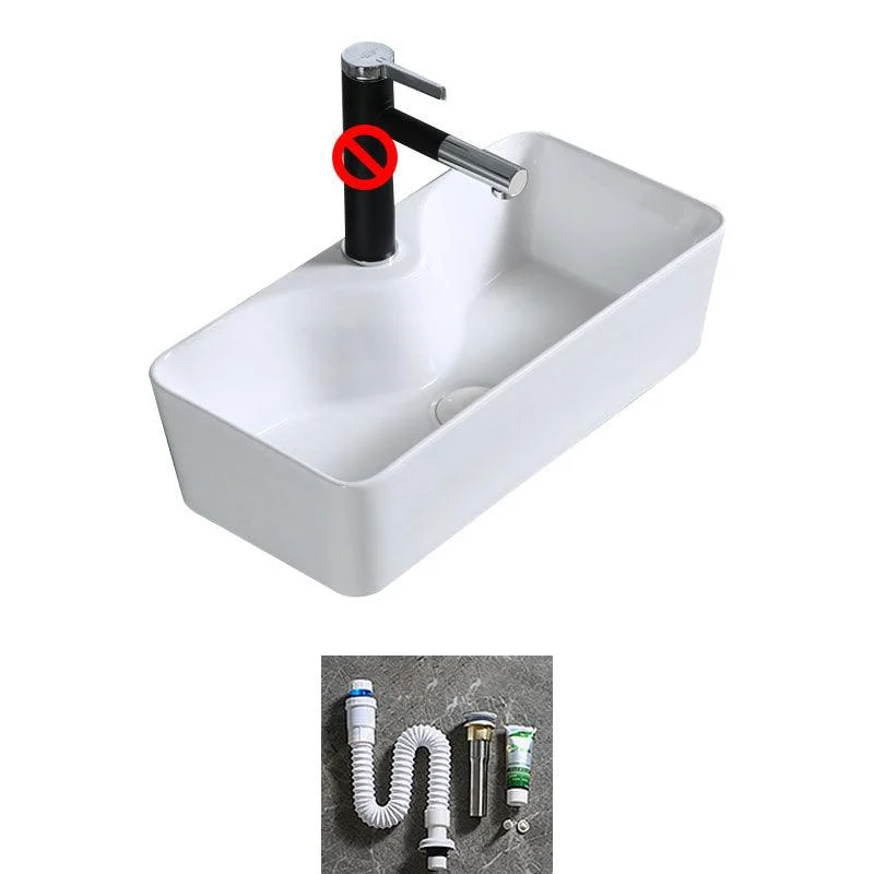 Modern Bathroom Sink Porcelain Rectangle Bathroom Sink in White(Not Including Tap) -Bathlova