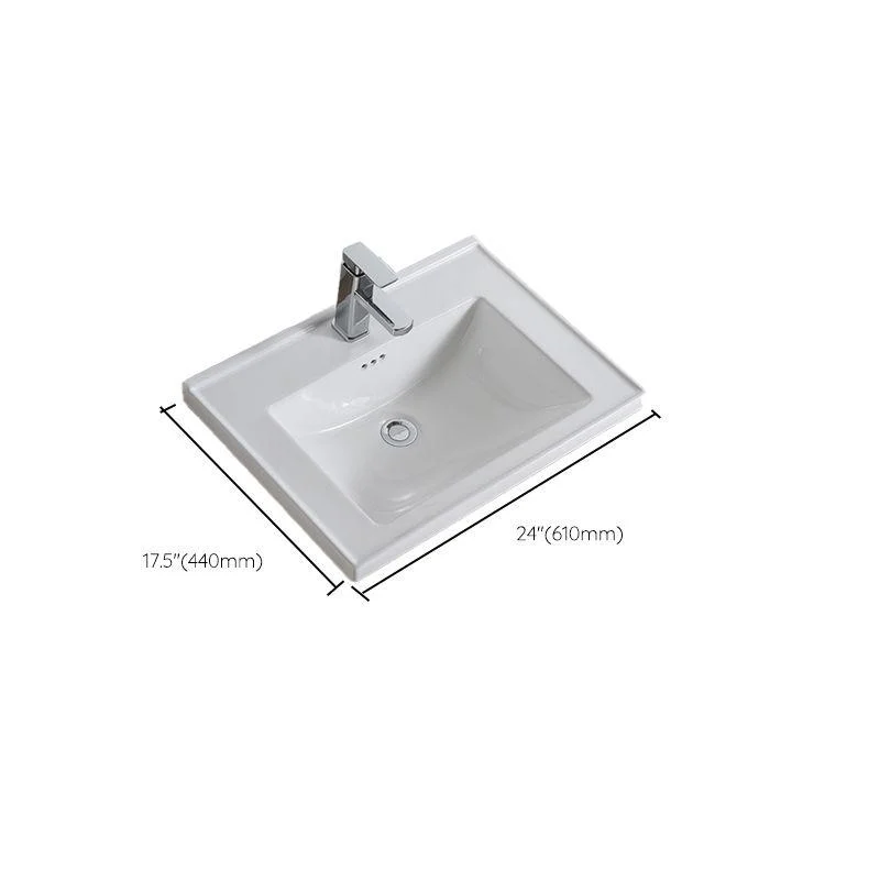 Modern Bathroom Sink Porcelain Rectangular Drop-in Bathroom Sink with Pop-Up Drain -Bathlova