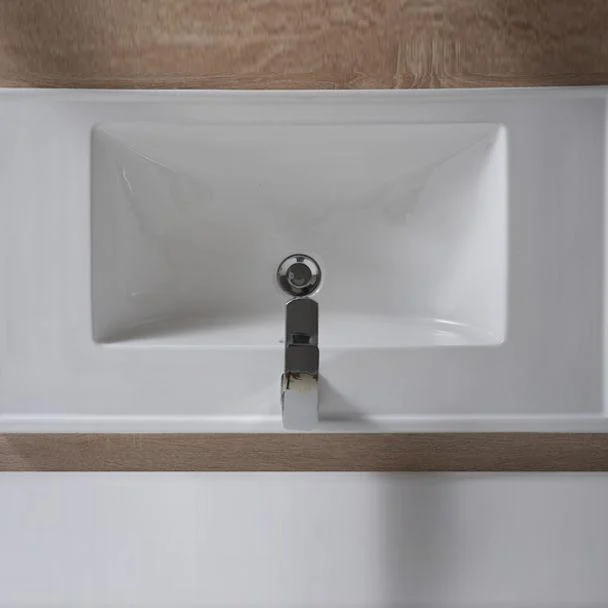 Modern Bathroom Sink Porcelain Rectangular Drop-in Bathroom Sink with Pop-Up Drain -Bathlova