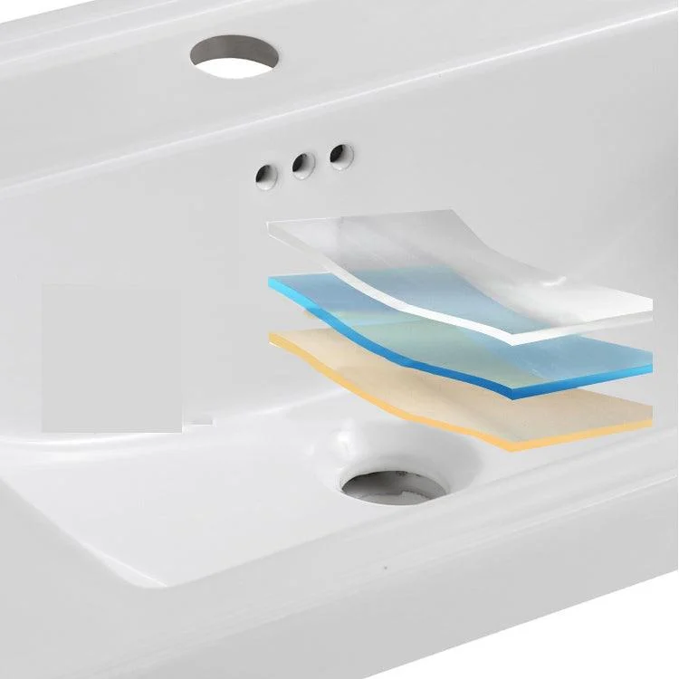 Modern Bathroom Sink Porcelain Rectangular Drop-in Bathroom Sink with Pop-Up Drain -Bathlova