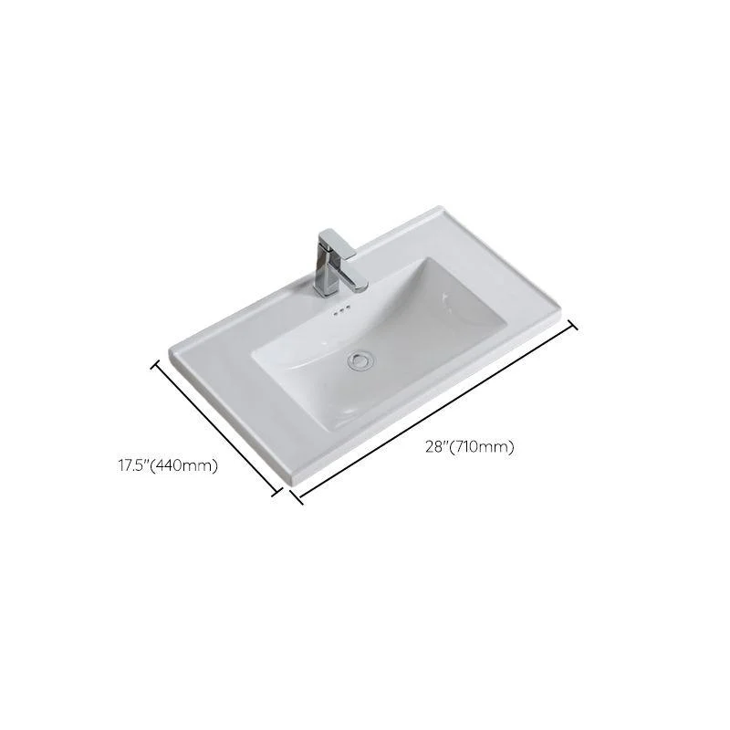 Modern Bathroom Sink Porcelain Rectangular Drop-in Bathroom Sink with Pop-Up Drain -Bathlova