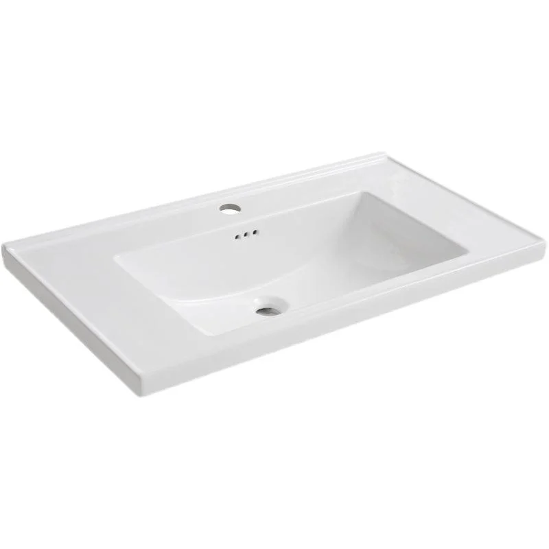 Modern Bathroom Sink Porcelain Rectangular Drop-in Bathroom Sink with Pop-Up Drain -Bathlova