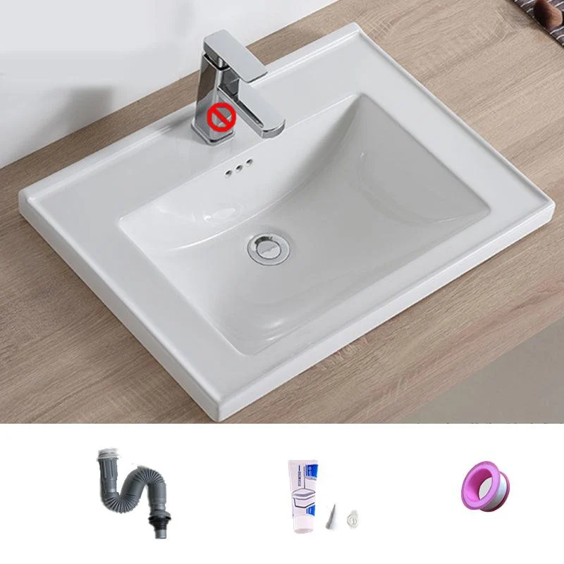 Modern Bathroom Sink Porcelain Rectangular Drop-in Bathroom Sink with Pop-Up Drain -Bathlova