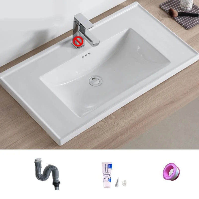 Modern Bathroom Sink Porcelain Rectangular Drop-in Bathroom Sink with Pop-Up Drain -Bathlova