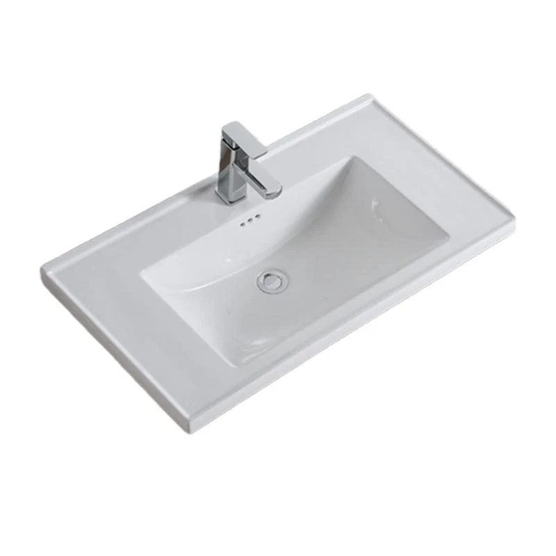 Modern Bathroom Sink Porcelain Rectangular Drop-in Bathroom Sink with Pop-Up Drain -Bathlova