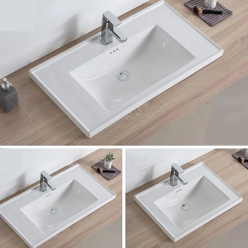 Modern Bathroom Sink Porcelain Rectangular Drop-in Bathroom Sink with Pop-Up Drain -Bathlova