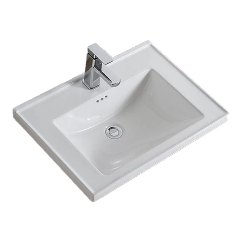 Modern Bathroom Sink Porcelain Rectangular Drop-in Bathroom Sink with Pop-Up Drain -Bathlova