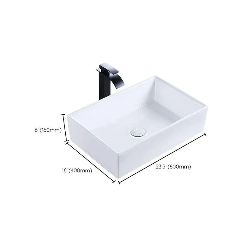 Modern Bathroom Sink Porcelain Rectangular Pop-Up Drain and Drain Assembly Basin Sink -Bathlova