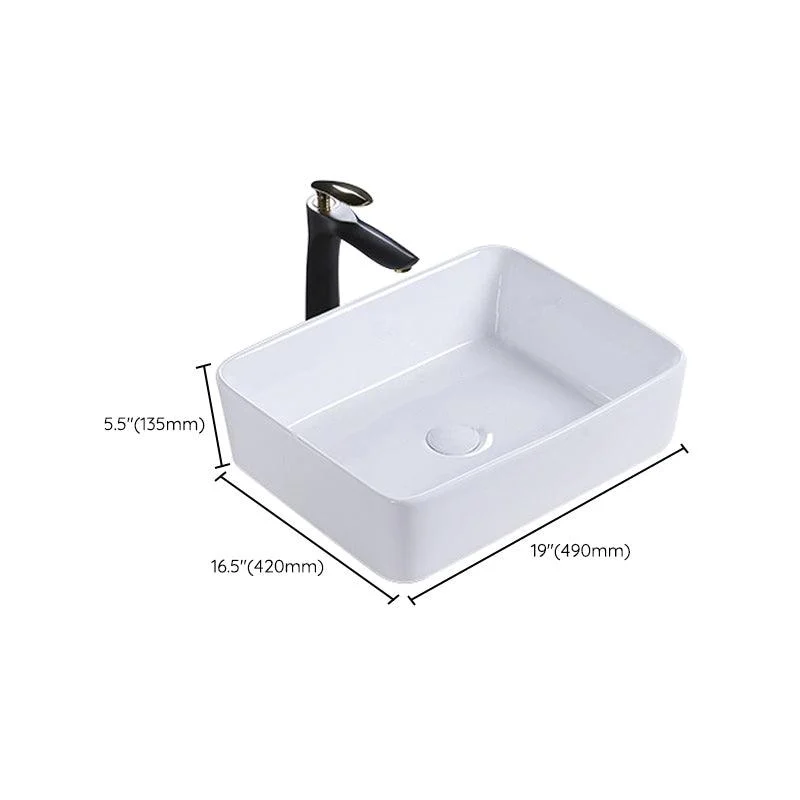 Modern Bathroom Sink Porcelain Rectangular Pop-Up Drain and Drain Assembly Basin Sink -Bathlova