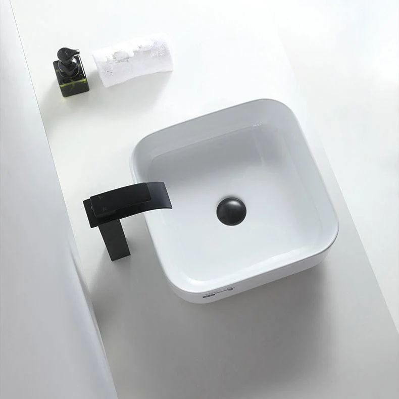 Modern Bathroom Sink Porcelain Rectangular Pop-Up Drain and Drain Assembly Basin Sink -Bathlova