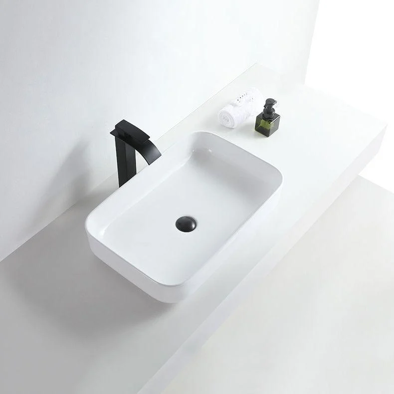 Modern Bathroom Sink Porcelain Rectangular Pop-Up Drain and Drain Assembly Basin Sink -Bathlova