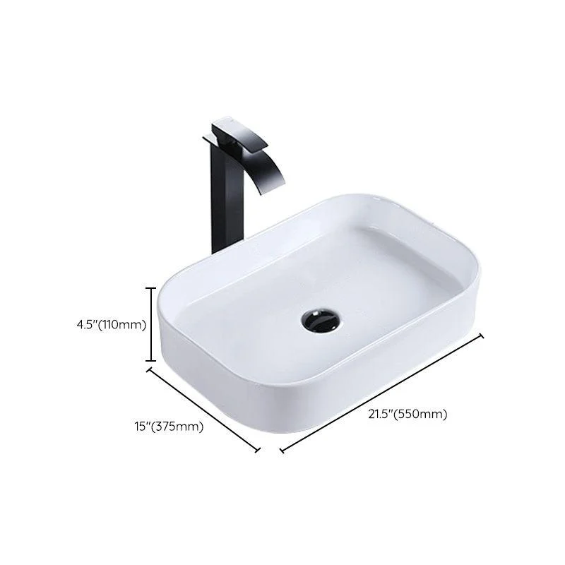 Modern Bathroom Sink Porcelain Rectangular Pop-Up Drain and Drain Assembly Basin Sink -Bathlova