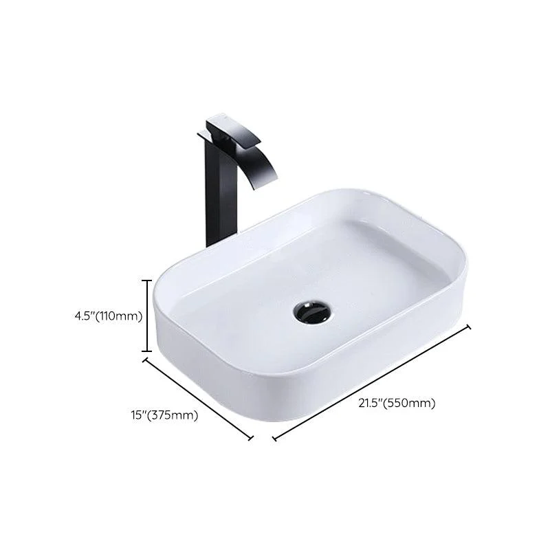 Modern Bathroom Sink Porcelain Rectangular Pop-Up Drain and Drain Assembly Basin Sink -Bathlova