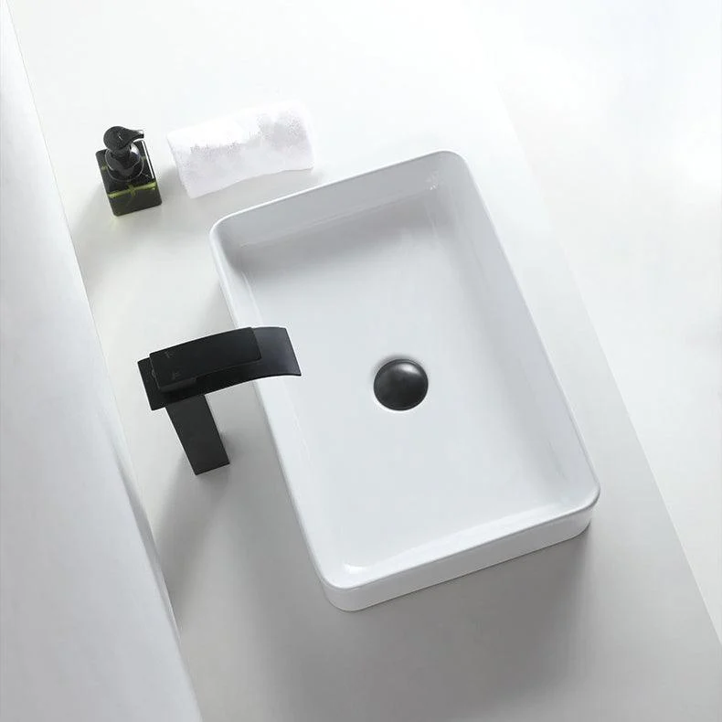 Modern Bathroom Sink Porcelain Rectangular Pop-Up Drain and Drain Assembly Basin Sink -Bathlova