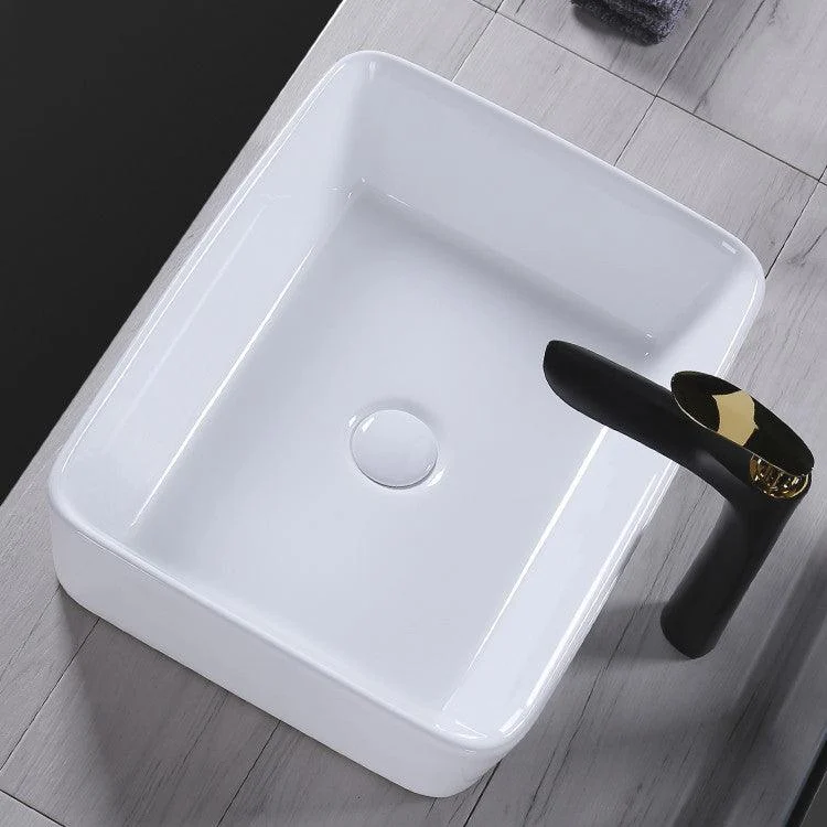 Modern Bathroom Sink Porcelain Rectangular Pop-Up Drain and Drain Assembly Basin Sink -Bathlova