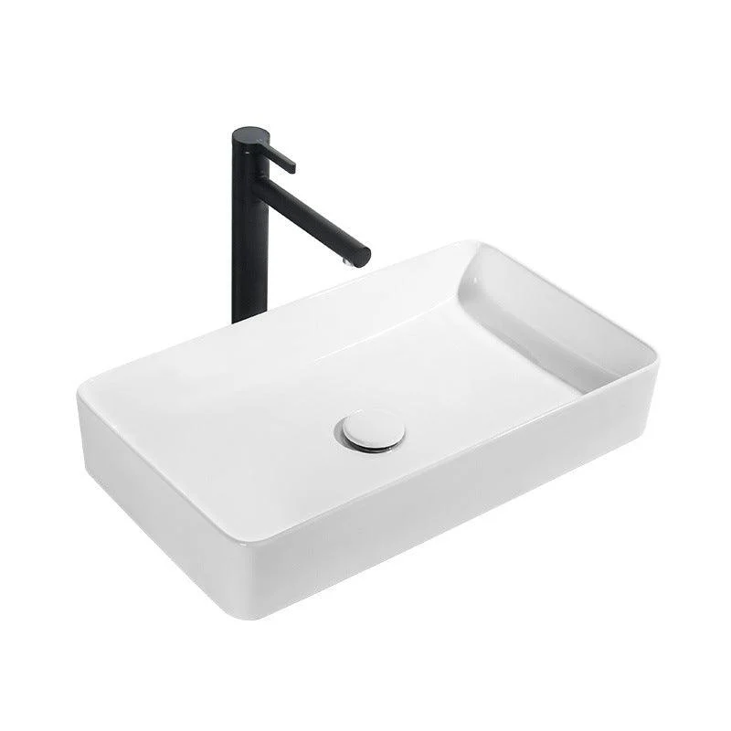 Modern Bathroom Sink Porcelain Rectangular Pop-Up Drain and Drain Assembly Basin Sink -Bathlova