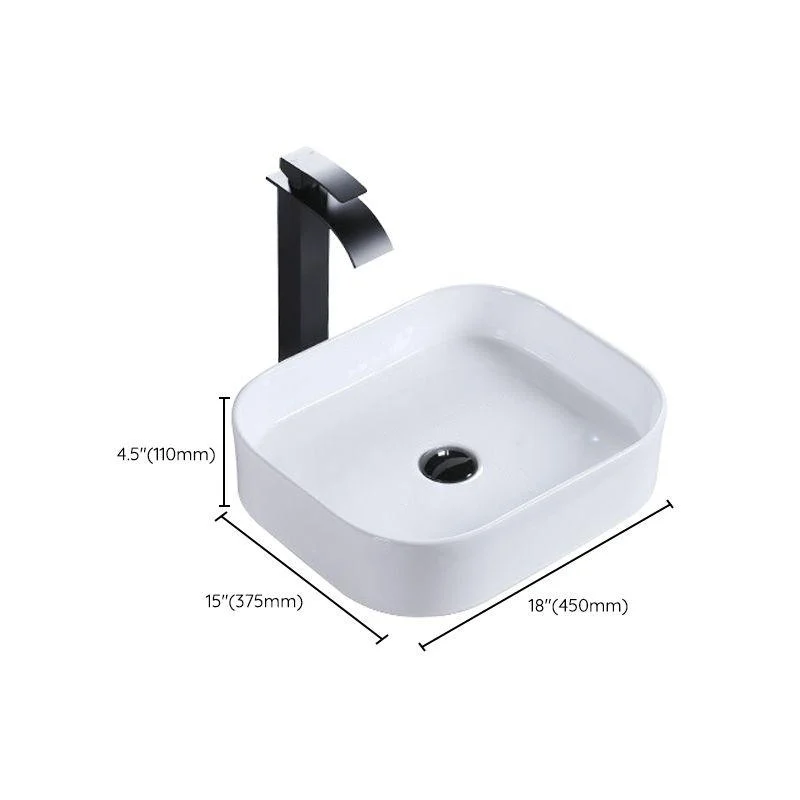 Modern Bathroom Sink Porcelain Rectangular Pop-Up Drain and Drain Assembly Basin Sink -Bathlova