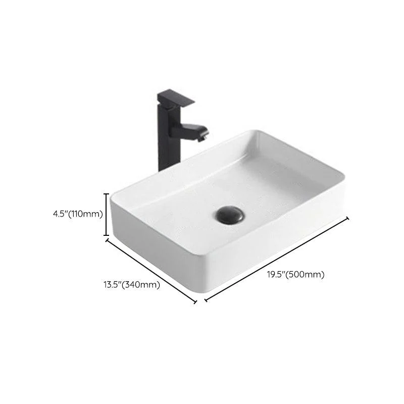 Modern Bathroom Sink Porcelain Rectangular Pop-Up Drain and Drain Assembly Basin Sink -Bathlova