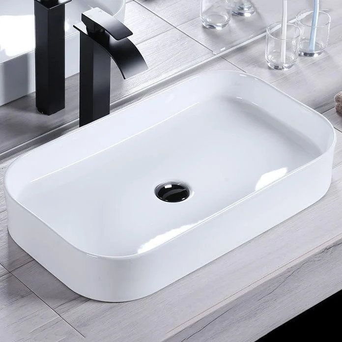 Modern Bathroom Sink Porcelain Rectangular Pop-Up Drain and Drain Assembly Basin Sink -Bathlova