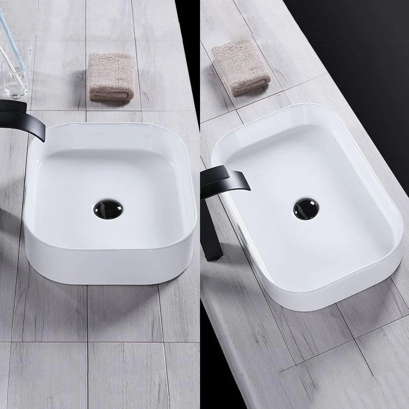 Modern Bathroom Sink Porcelain Rectangular Pop-Up Drain and Drain Assembly Basin Sink -Bathlova