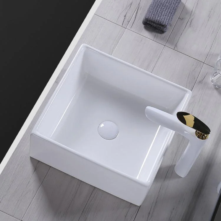 Modern Bathroom Sink Porcelain Rectangular Pop-Up Drain and Drain Assembly Basin Sink -Bathlova