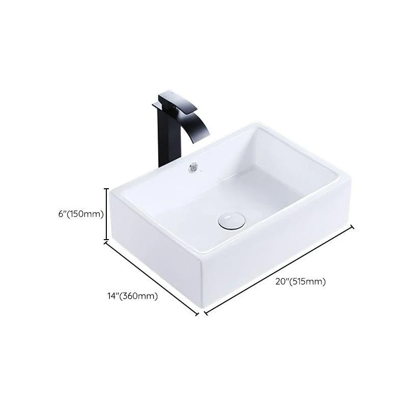 Modern Bathroom Sink Porcelain Rectangular Pop-Up Drain and Drain Assembly Basin Sink -Bathlova