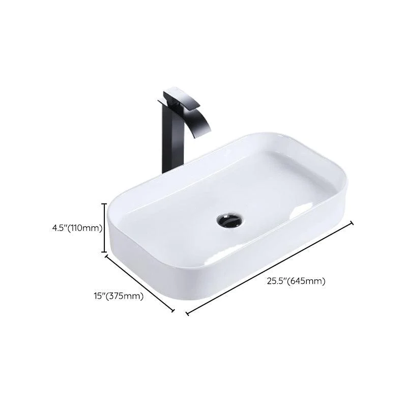 Modern Bathroom Sink Porcelain Rectangular Pop-Up Drain and Drain Assembly Basin Sink -Bathlova