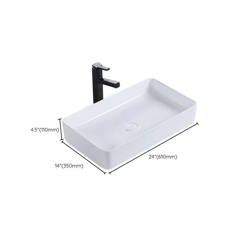 Modern Bathroom Sink Porcelain Rectangular Pop-Up Drain and Drain Assembly Basin Sink -Bathlova