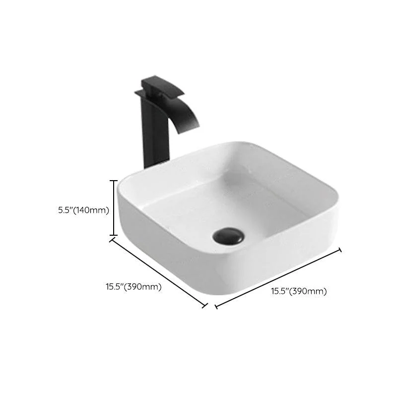 Modern Bathroom Sink Porcelain Rectangular Pop-Up Drain and Drain Assembly Basin Sink -Bathlova