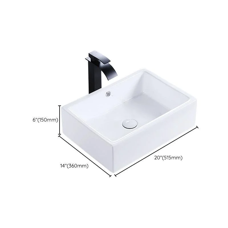 Modern Bathroom Sink Porcelain Rectangular Pop-Up Drain and Drain Assembly Basin Sink -Bathlova