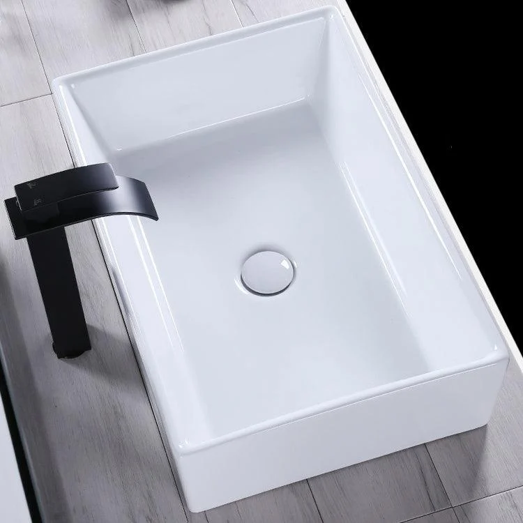 Modern Bathroom Sink Porcelain Rectangular Pop-Up Drain and Drain Assembly Basin Sink -Bathlova